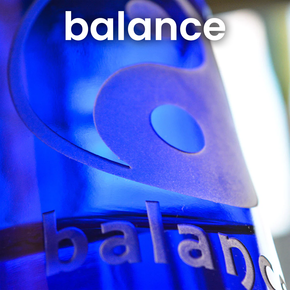 Blue Bottle Love Balance Close Up