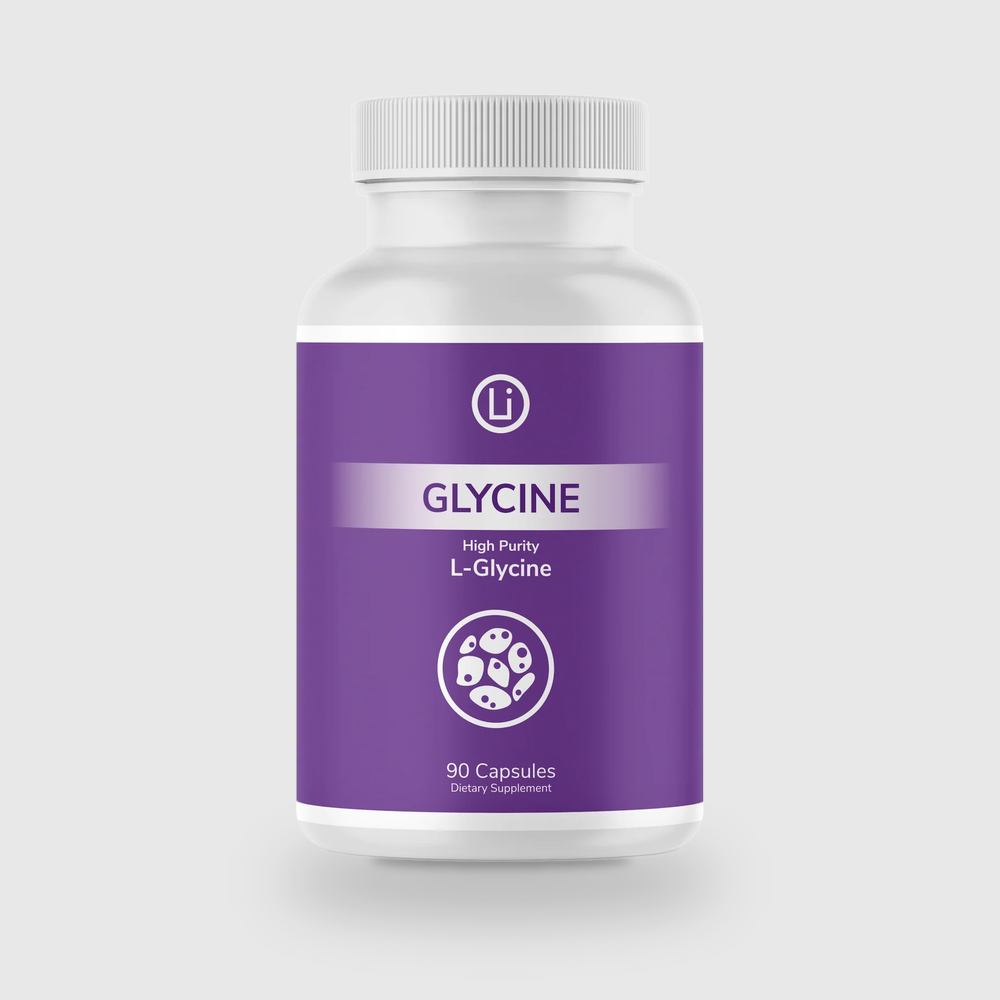 LifeBlud Glycine supplement bottle for sleep recovery and metabolism support