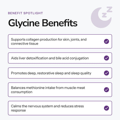 LifeBlud Glycine supplement details for collagen and glutathione support