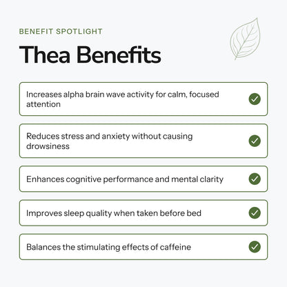 LifeBlud Thea L-Theanine supplement details for relaxation and memory support